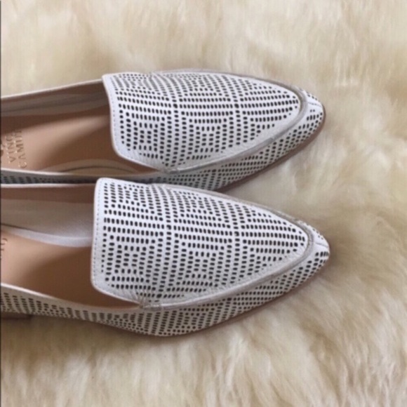 Vince Camuto Kandia White Perforated Leather Flats - Picture 5 of 8